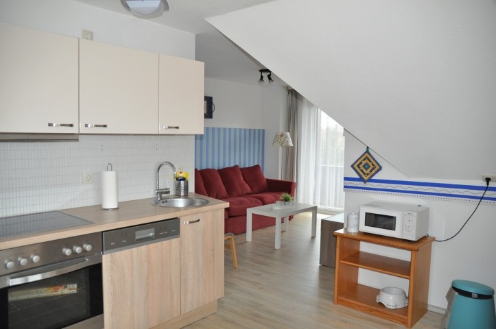 Küche mit Blick zum Wohnzimmer