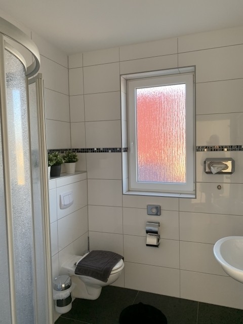 Bad mit Duschseife, Handseife, Toilettenpapier