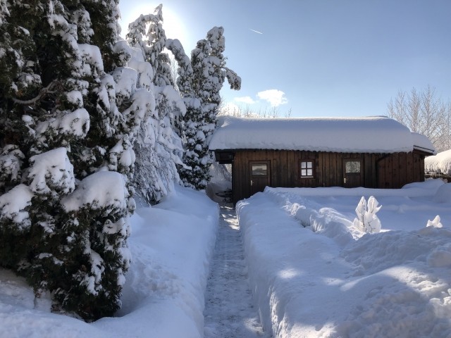 Ferienhütte Sonnenschein im Winter