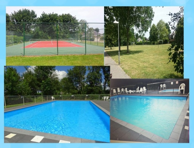 Pool , Tennisplatz, Spielplätze und weitläufige Spielwiese kostenlos nutzbar in der Anlage