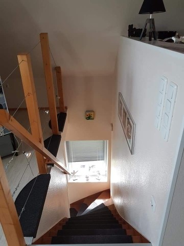 Treppe mit Schutzgitter für Kind und Hund