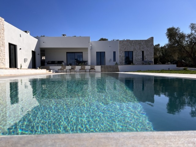 Der Blick über den Pool zur schattigen Nordterrasse