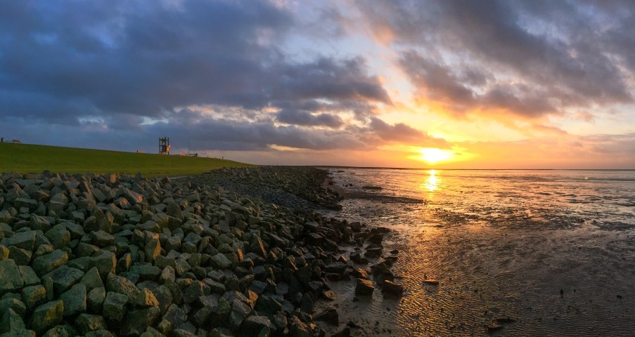 Sonnenuntergang am Deich von Friedrichskoog-Spitze