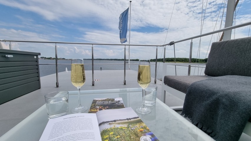 Aussicht von der Lounge auf die Schlei
