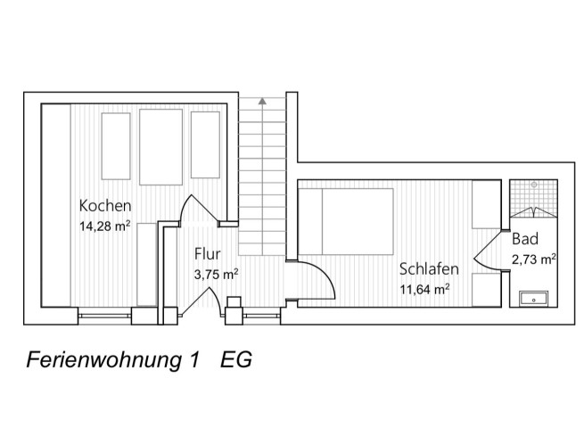 Raumzuteilung der unteren Etage