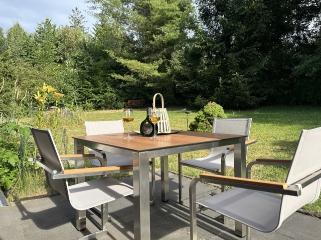 Blick von der Terrasse in den Garten