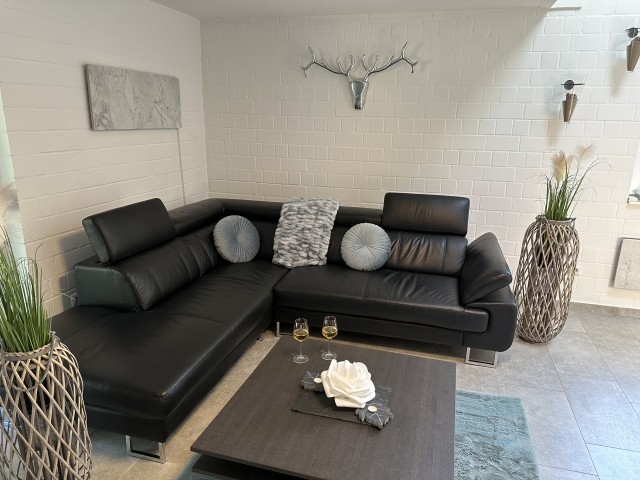 große, bequeme Echtleder Couch