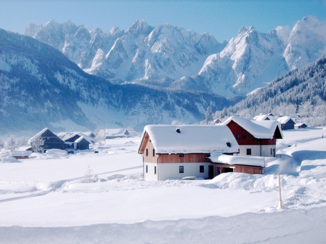 Blick auf unser Haus im Winter