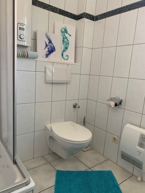 Das Badezimmer mit Dusche.