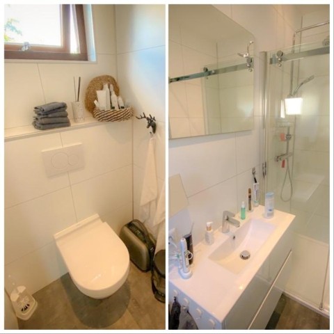 Badezimmer mit Dusche und WC
