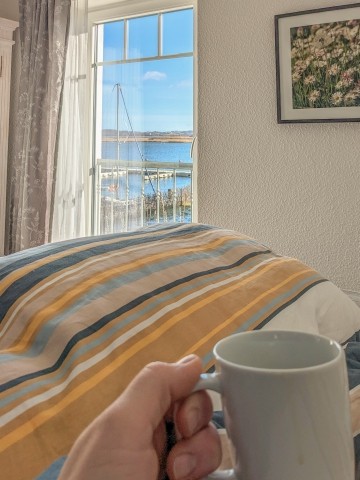 Schlafzimmer 3 mit Blick auf den Hafen