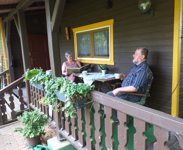Erst einmal einen Kaffee auf der Veranda
