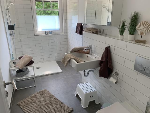 Das Duschbad mit bodentiefer Dusche