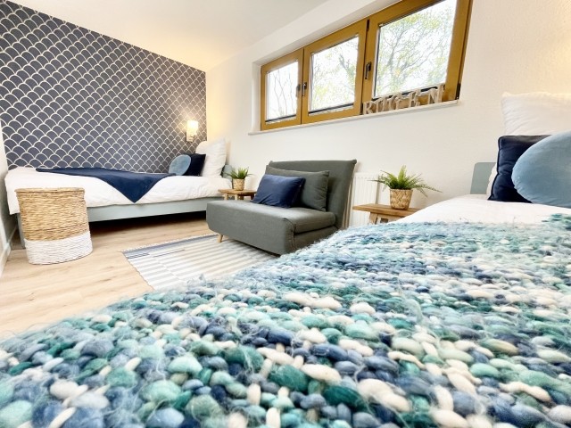 Schlafzimmer II mit zwei Einzelbetten in 90cm x 200cm