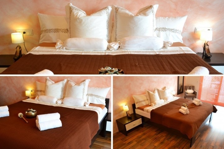 Schlafzimmer mit Meerblick und  zwei 180x200 Meter Betten