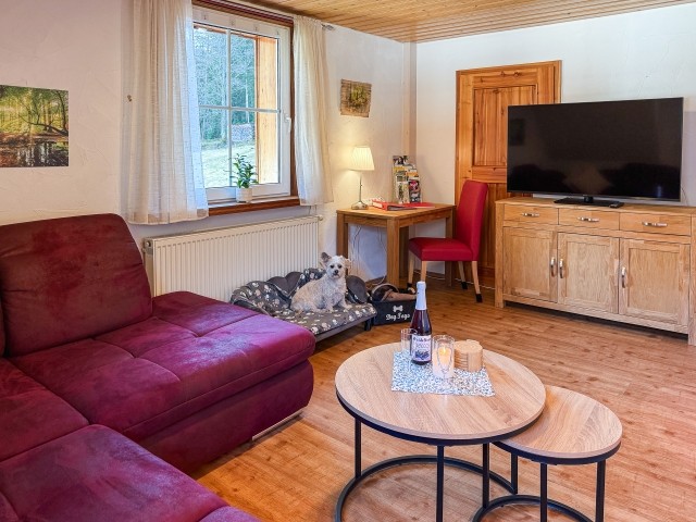gemütliches Wohnzimmer mit großen TV