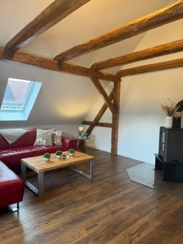 Wohnzimmer im OG mit Blick über den Möser See