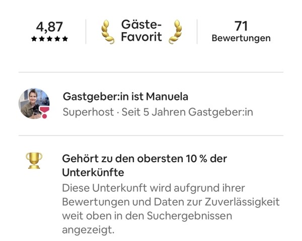 Unsere Bewertungen finden sie auf Airbnb.