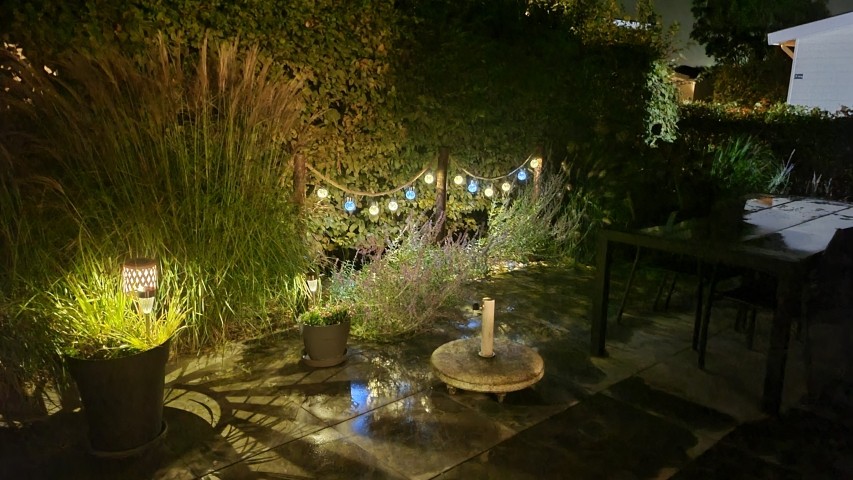 Solarlichter auf der Terrasse