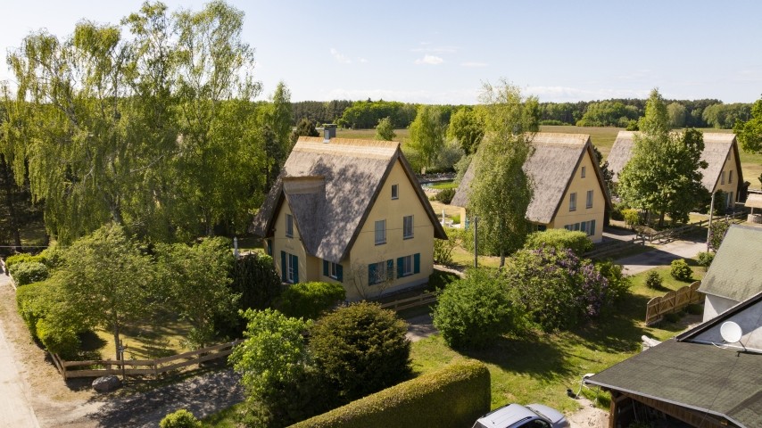 Reetdachhaus in Krienke - 4-Haus Anlage  mit Schwimmteich