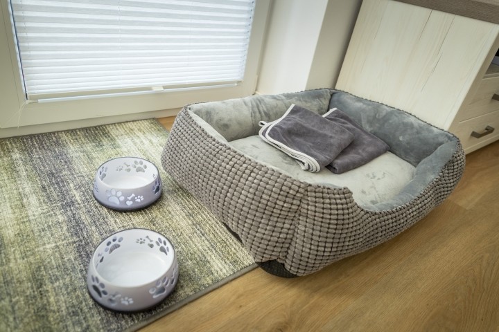 Hundebett und Näpfe vorhanden Hundebett und Näpfe vorhanden