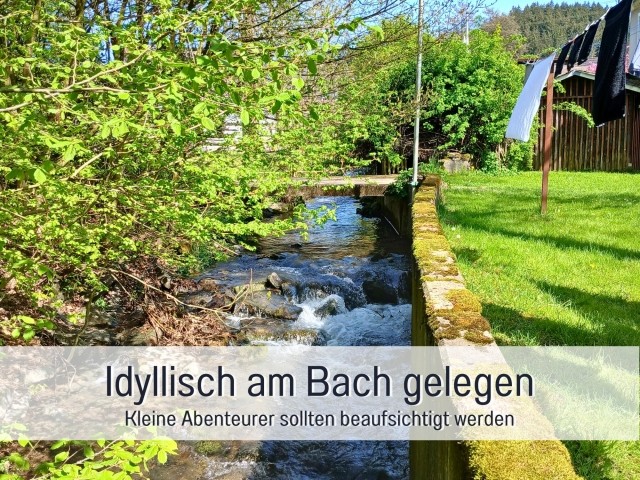 Bach vor dem Haus