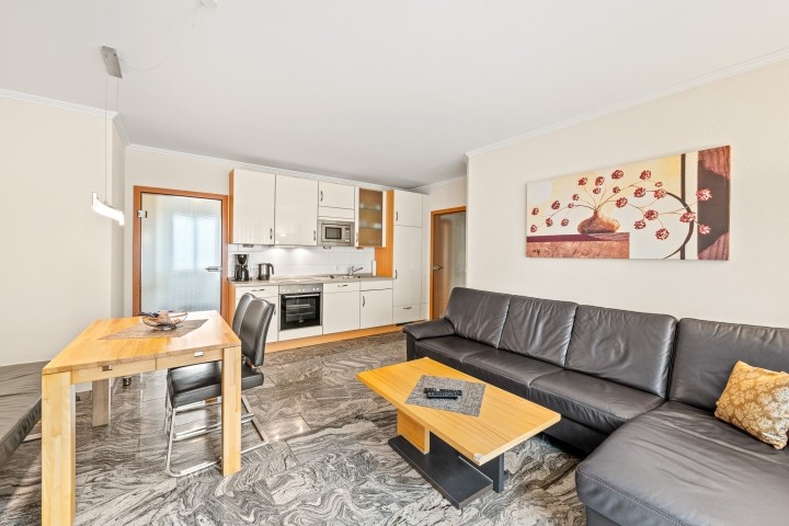 Wohnzimmer mit integriertem Küchenbereich