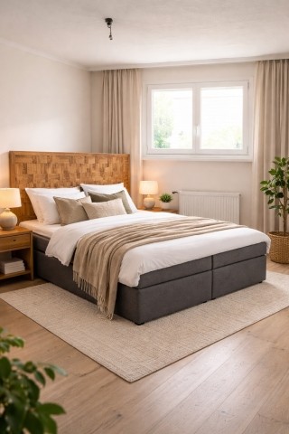 Schlafzimmer mit Boxspringbett