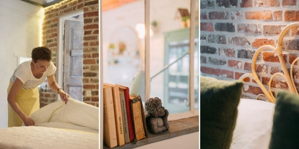 Ihre Gastgeberin bereitet Ihre Ferienunterkunft nahe am Meer in der Bretagne vor