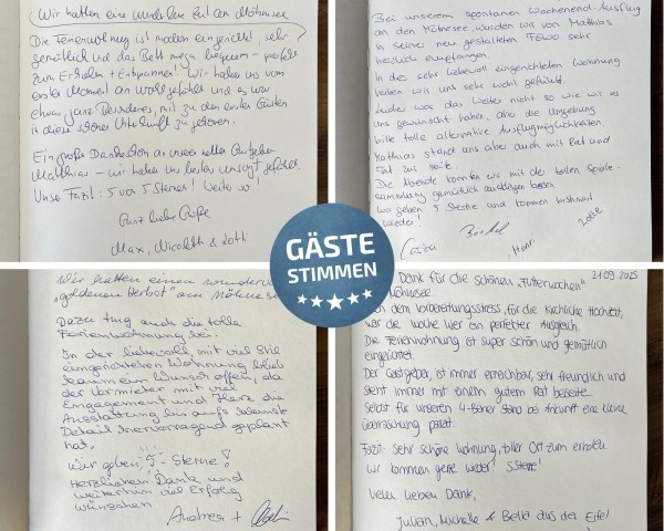 Überzeugen Sie sich selbst – lesen Sie, was unsere Gäste ins Gästebuch geschrieben haben