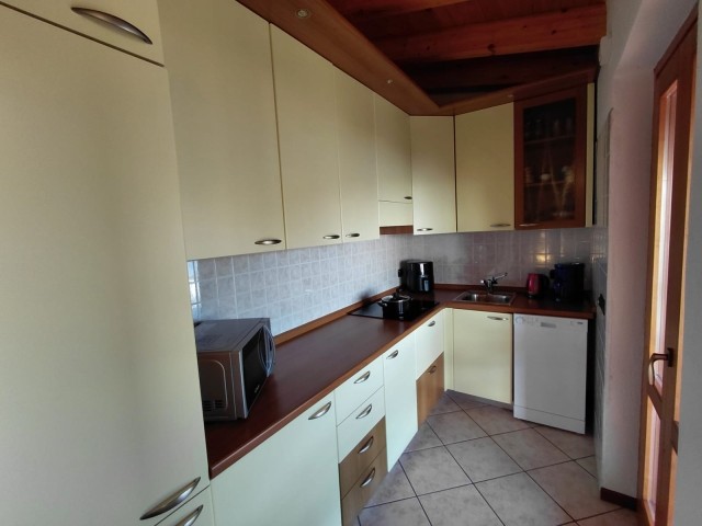 super ausgestattete Küche mit Balkonzugang