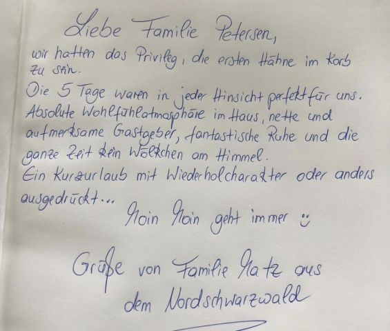 zufriedene Gäste sind das beste Lob