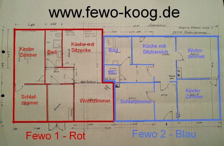 Grundriss Wohnung rot (links) 